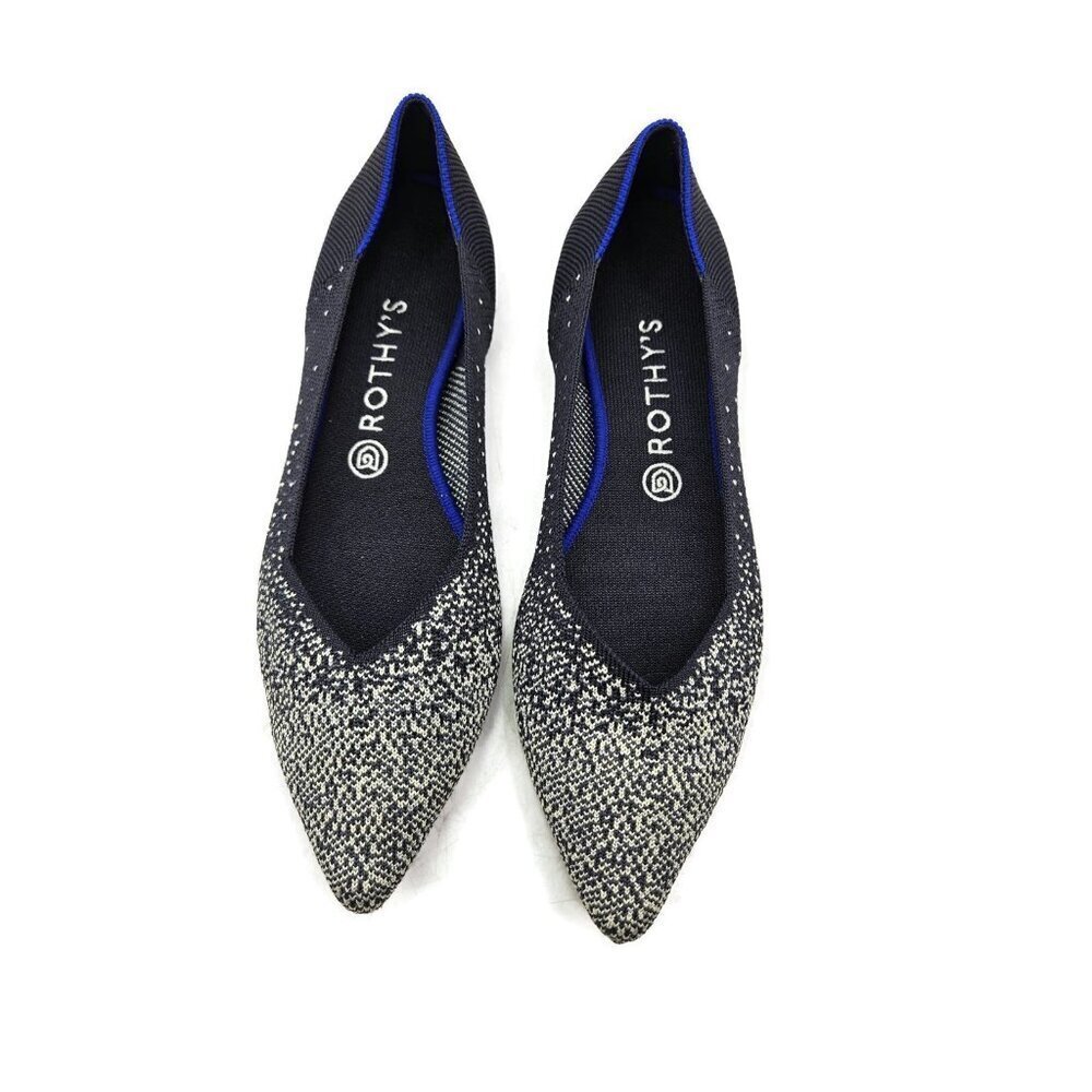ROTHY'S The Point Flats Womens 11 Midnight Slate Metallic Silver Sparkle Retired